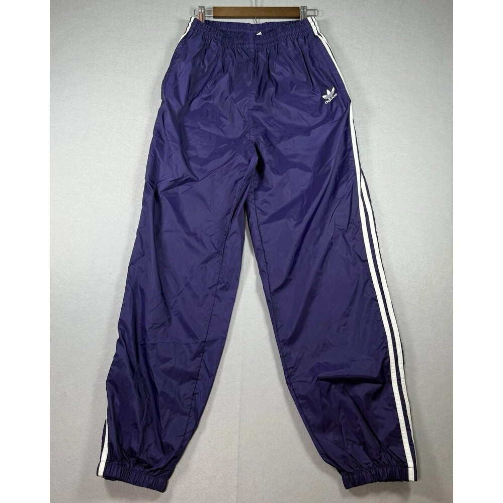 Vintage 90s Adidas Trefoil Track Pants Purple Nylon Windbreaker Sz L